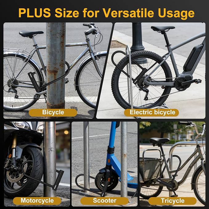 NDakter Bike Locks,17mm Shackle Heavy Duty Anti Theft Bike U Lock with 3 Keys ANG Sturdy Mounting Bracket, Perfect for Bicycles Scooters Mountain, Electric, Folding Bike, Moped, Tricycle
