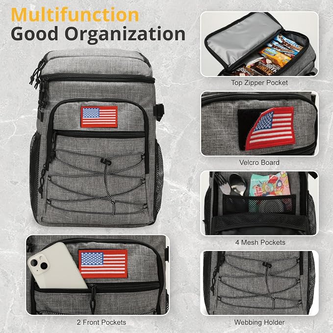 25L Backpack Cooler Keep All Drink Cold for Long Periods of Time Cooler Backpack Insulated Waterproof Portable High Durability Small Cooler Backpack with Compartment for Hiking Camping Beach