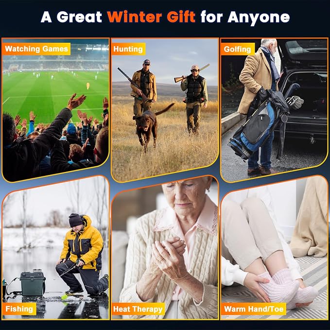 Electric Hand Warmers Rechargeable with Flashlight, LED Display, 17Hrs Warmth, Dual-Side 4 Levels Fast Heating Portable Pocket Heater for Hunting, Camping, Golf, Outdoor, Gifts for Women/Men
