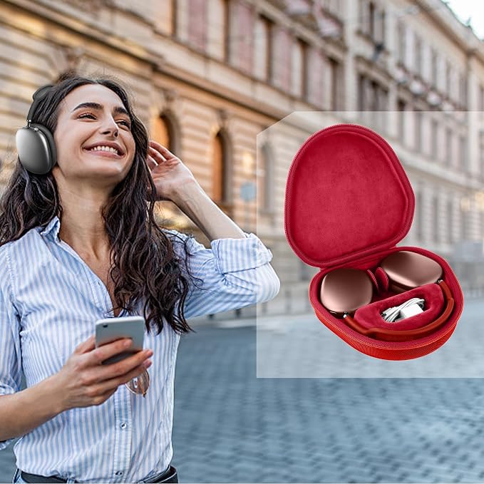 co2CREA Hard Case with Sleep Mode Replacement for Apple AirPods Max 2 / AirPods Max Wireless Over-Ear Headphones (Red Case)