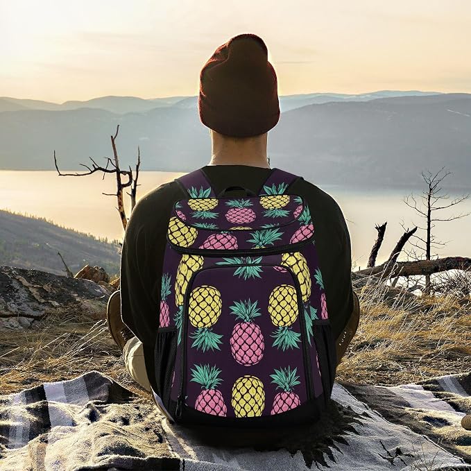 Tropical Pineapples Fruits Cooler Backpack Insulated Leak Proof Beach Cooler Bag Soft Lunch Picnic Hiking Camping Backpack Cooler