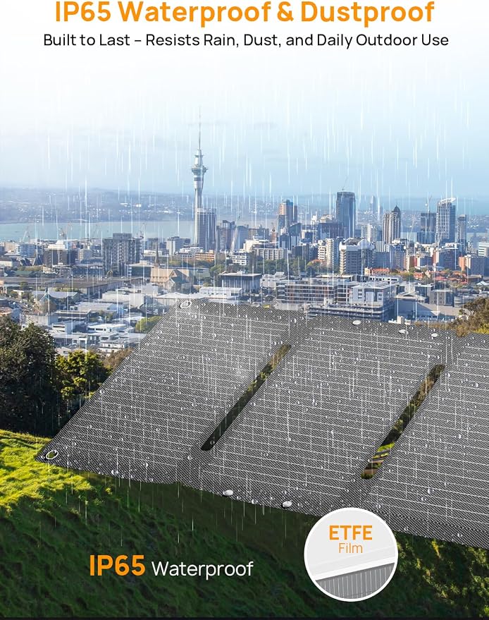 AFERIY 30W Portable Solar Panel Chargers QC3.0 18W USB-A USB-C Output Foldable Small Power Emergency ETFE Panels IP67 Waterproof Camping Backpacking Hiking for Cell Phone Power Banks Flashlight