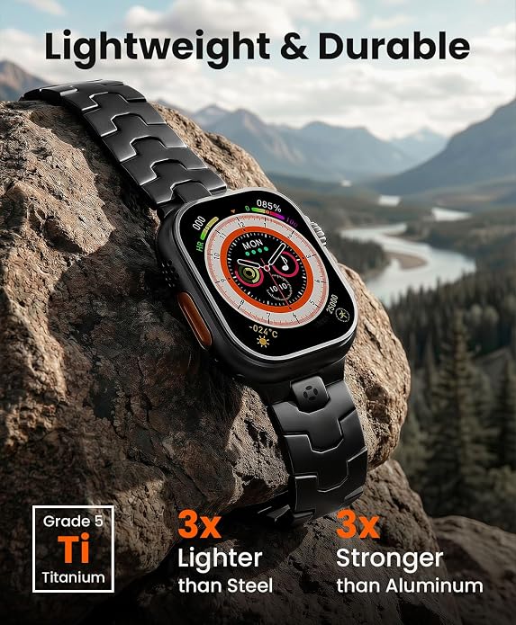 AGIS02 Titanium Band for Apple Watch Ultra 3/2/1 Band 49mm & Series 11/10 46mm, Grade 5 Titanium Ultra Watch Band for Men with DLC Coating, Durable and Lightweight iWatch Metal Strap