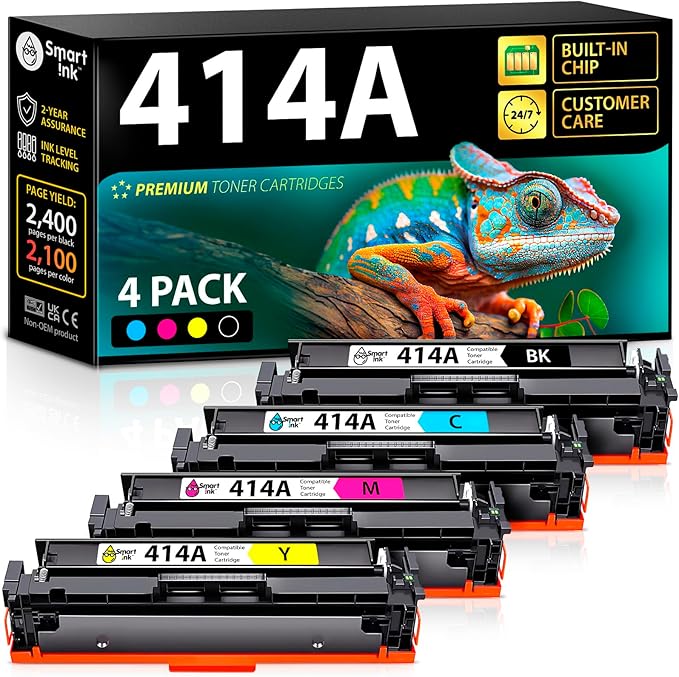 Smart Ink Compatible 414A Toner Cartridges 4 Pack (with Chip) Replacement for HP 414A HP 414X Toner to use with Color LaserJet Pro MFP M479fdw M454dw M479fdn M454dn ( Black Cyan Magenta Yellow )