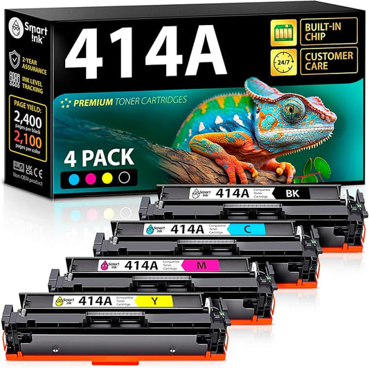 Smart Ink Compatible 414A Toner Cartridges 4 Pack (with Chip) Replacement for HP 414A HP 414X Toner to use with Color LaserJet Pro MFP M479fdw M454dw M479fdn M454dn ( Black Cyan Magenta Yellow )