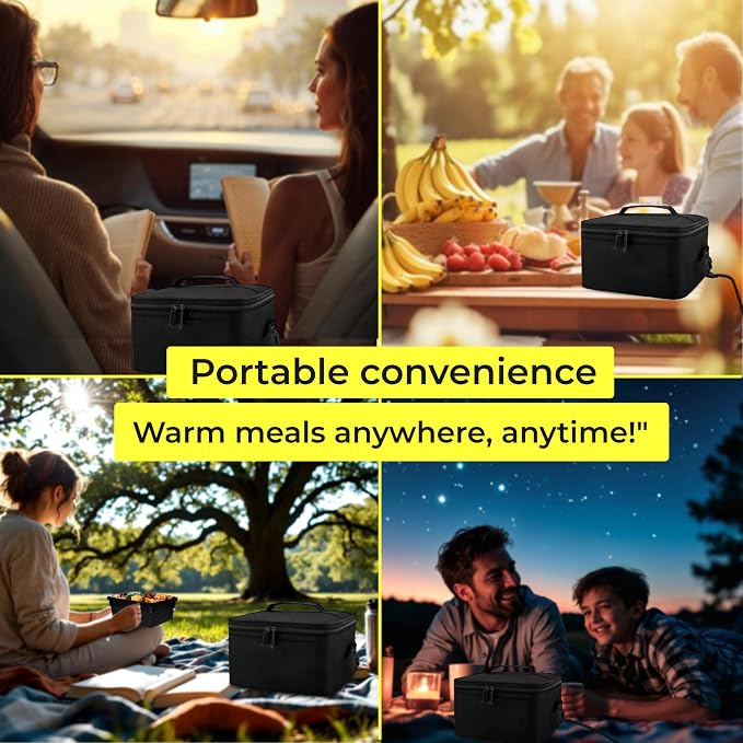 Skywin Portable Car Food Warmer with Vehicle Plug, Car Microwave Alternative, Mini Electric Heated Oven Lunch Box for Vehicle, Like Truck, Includes Stainless Steel Container