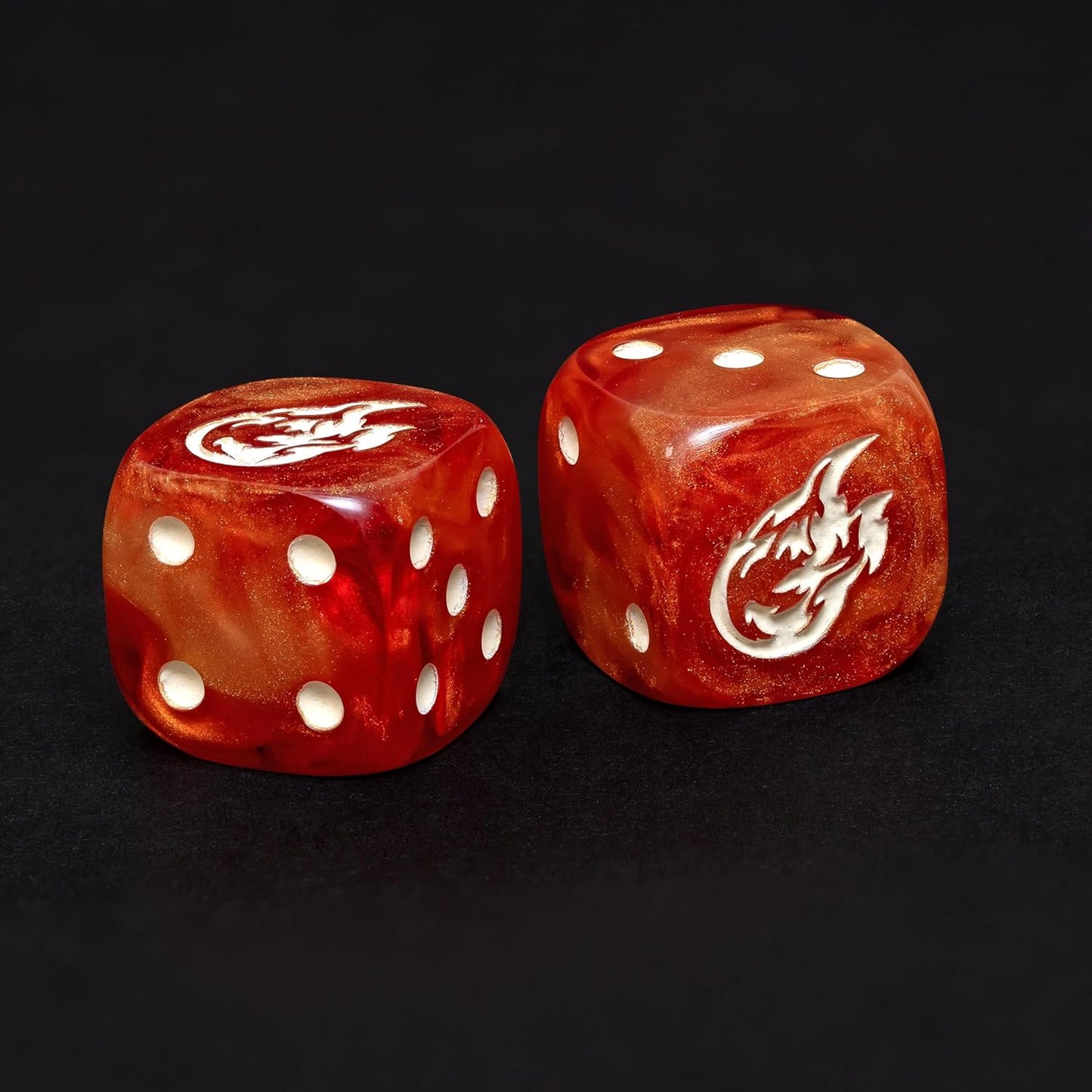 Fireball D6 Dice Set – 10 x 16mm Red & Orange Pearl Dice with Explosion Symbol | Fantasy Tabletop Dice for RPG, Wargames & Roll Damage