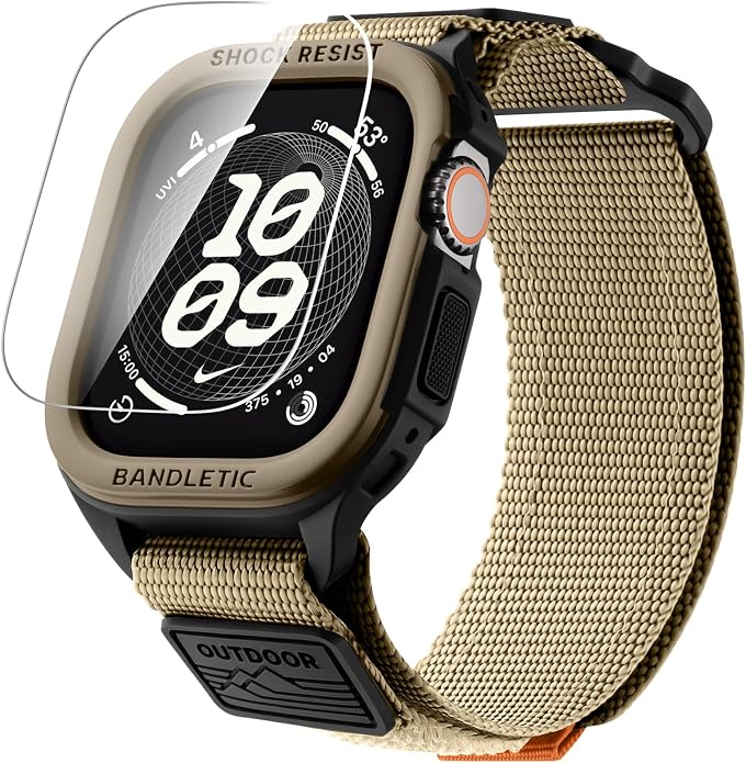 Bandletic Rugged Case with Band Compatible with Apple Watch 49mm(Ultra 3/2/1),46mm(Series 11/10), 45mm(Seriess 9/8/7),44mm(SE3/SE2/SE/6/5/4), Protective Cover Sport Accessories for iWatch Men