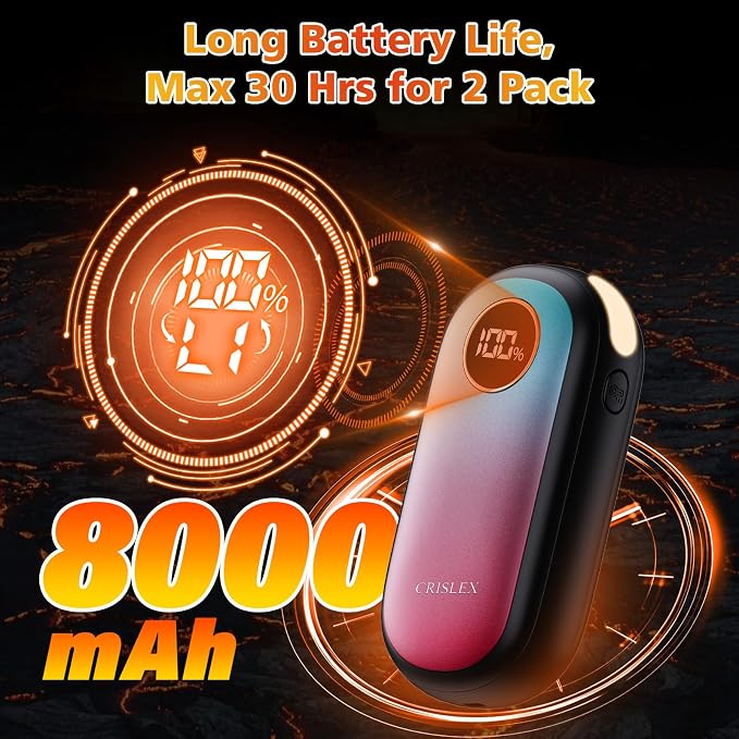 Hand Warmers Rechargeable, Dual-Sided Heating with LED Display, Flashlight, 4 Heating Levels Electric Pocket Heater for Raynauds, Golf, Camping, Hunting, Gifts for Christmas Men Women