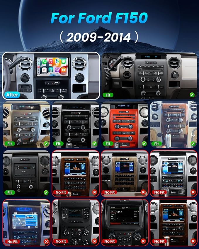 4G RAM 64G ROM Car Radio for Ford F150 2009-2014: Upgrade 9" 1280 * 800 HD Touchscreen Stereo - Wireless Carplay Android Auto GPS 5G WiFi GPS Navigation Bluetooth EQ FM RDS Backup Camera