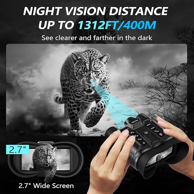Dsoon Night Vision Goggles, Upgraded Rechargeable Head-Mounted Night Vision Binoculars with 32GB TF Card, Hands Free, Tactical Flashlight, 1312FT, 8X Digital Zoom