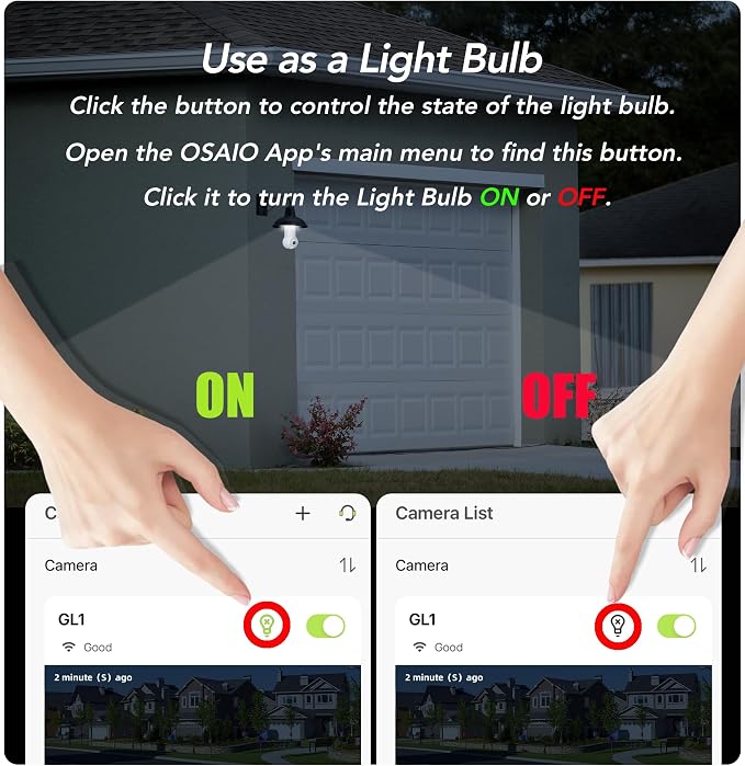 GNCC 2K Light Bulb Security Camera, 2.4G WiFi, Cloud Subscription Required | Easy Install, 350° Pan-Tilt, Motion Detect, 2-Way Audio, Color Night Vision, Light Bulb Timer, Dual Flexible Storage Options