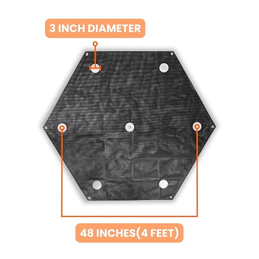 Sky High Bull's-Eye 48” XL LiDAR Ground Control Point GCP - UAV Aerial Target for LiDAR Mapping & Surveying (6 Pack) Retro-Reflective Black Hexagon with Center Eyelet for Mapping & Photogrammetry
