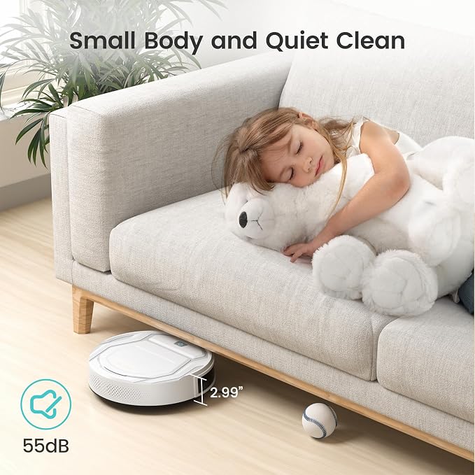 Lefant M210 Pro Robot Vacuum with 2200 Pa Powerful Suction, 6 Cleaning Modes, 120 Mins Runtime, Quiet, Self-Charging, Voice Control, Ideal for Pet Hair and Hard Floor, White