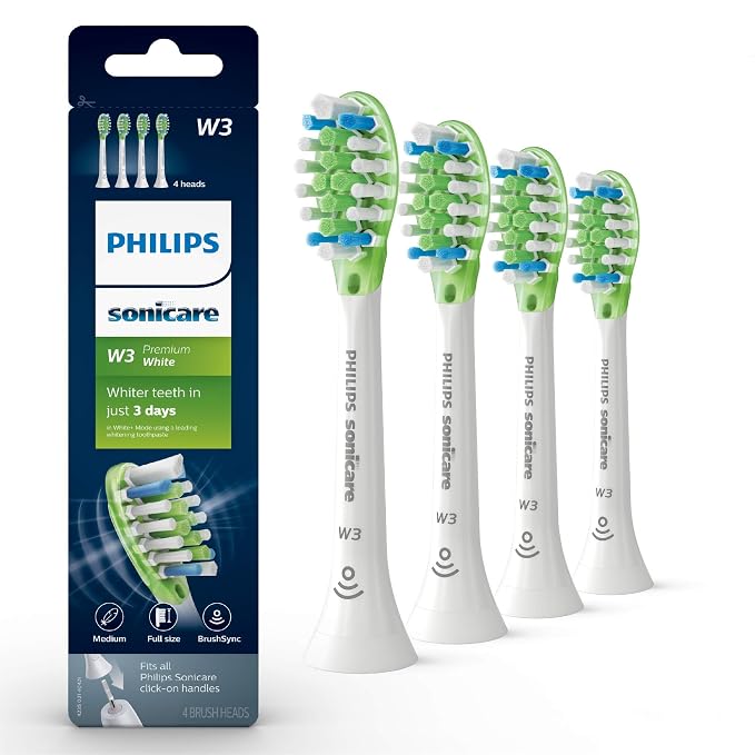 Philips Sonicare Genuine C3 Premium Plaque Control and W3 Premium White Replacement Toothbrush Heads, 8 Brush Heads