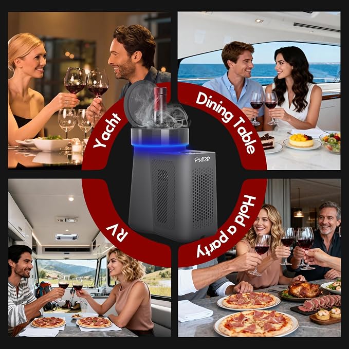 PULZO Electric Wine Chiller, 2026 Uupgraded Wine Cooler for Standard 750ml Bottles, Digital Temp Control (32°F-68°F), Low-Noise, Keeps Cold for Up to 24 Hours for Home, Patio, Yacht