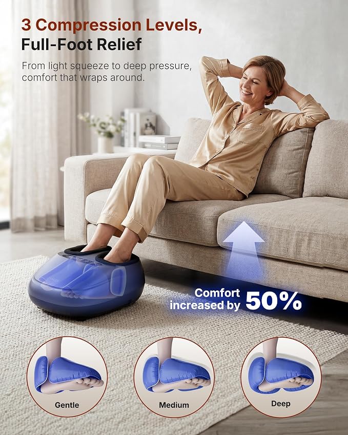 KNQZE Shiatsu Foot Massager with Heat, Compression, Deep Kneading Foot Massage for Plantar Fasciitis Relief, Remote Control, Multi Massage Modes, Auto Shut-Off Timer, FSA Eligible, Gray