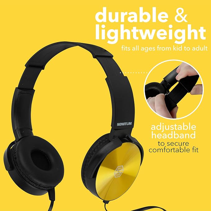 Sonitum Classroom Headphones-Bulk 25-Pack, Student On Ear Comfy Swivel Earphones for Library, School, Airplane, Kids-for Online Learning and Travel, HQ Stereo Sound 3.5mm Jack (Colored Set)