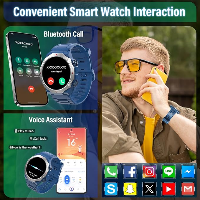 Smart Watch for Men (Answer/Make Calls), Rugged Men's Military Smartwatch, 1.39" HD Fitness Tracker with Heart Rate/Sleep/Step Monitor, 110+ Sport Modes, IP68 Waterproof Activity Tracker Android iOS