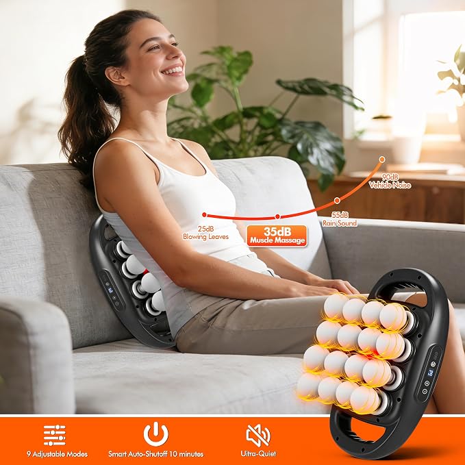 Upgraded 16 Head Massage Gun Set, 2600mAh Portable Quiet Percussion Massager, Back Muscle Massager with 9 Modes & 9 Intensities for Back, Shoulders, Legs, Foot, Body Muscle Relief（Black）