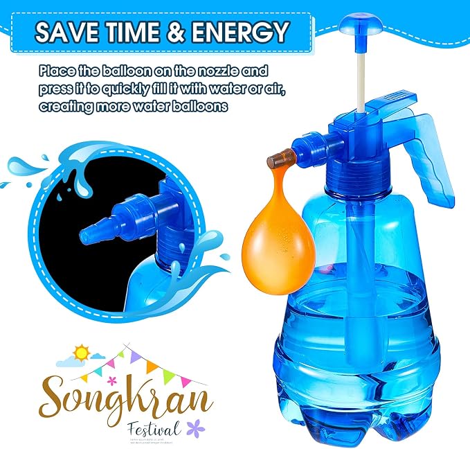 Junkin 3 Pcs Water Balloon Pump with 1000 Balloons, 3 in 1 Air and Water Balloon Inflator Portable Filling Station for Summer Themed Parties, Random Color