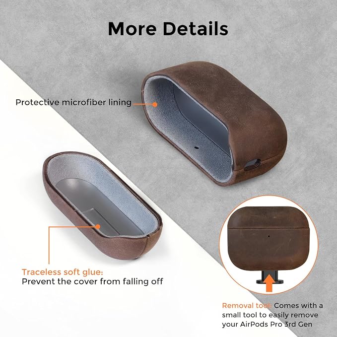 for AirPods Pro 3 Case, Handcrafted Vintage Genuine Leather Shockproof Cover Accessories with Lanyard Compatible with Apple AirPods Pro 3rd Generation 2025