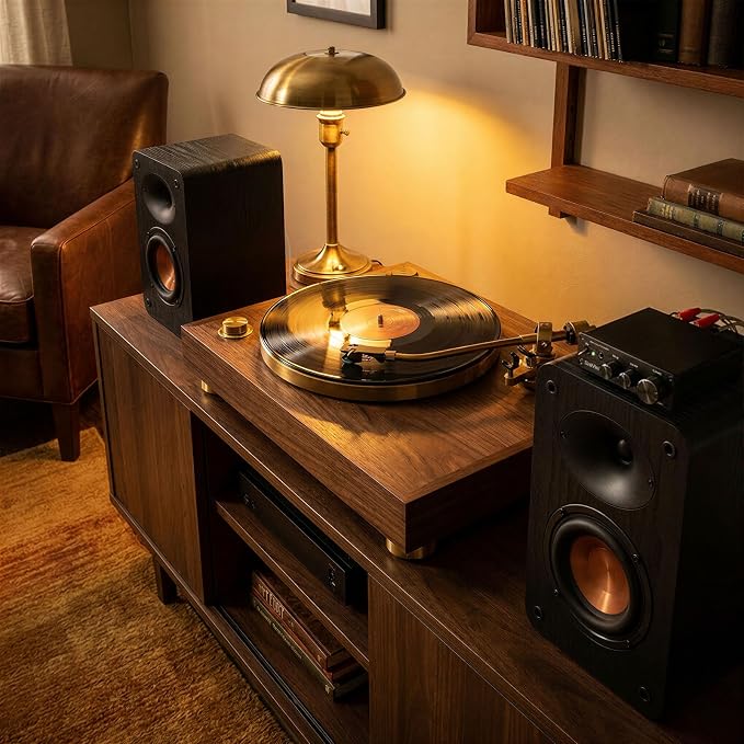 RIOWOIS Passive Bookshelf Speakers for Record Player, 80W Peak Power Stereo Speakers with Silk Dome Horn Tweeter, 4Ω and 4" Woofer for Home Theater Surround Sound, Receiver or Amplifier Required