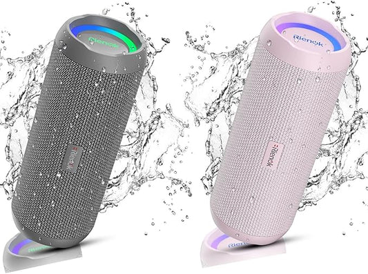 RIENOK 2 Pack Portable Bluetooth Speaker 30W Dual Pairing True Wireless Stereo HD Sound IPX7 Waterproof Outdoor Sport Shower Wireless Speaker Bluetooth 5.3 for Home Party