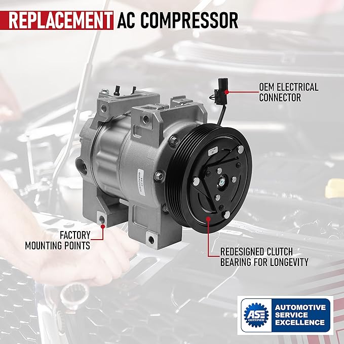 AC Compressor with Clutch - A/C Compressor Compatible with Nissan Altima & Sentra 2.5L 2007-2012 - Replaces 92600ZN40B, 92600JAOOA, 92600-ZN40B, 10886C, CO1886C - HVAC Air Conditioner Compressor