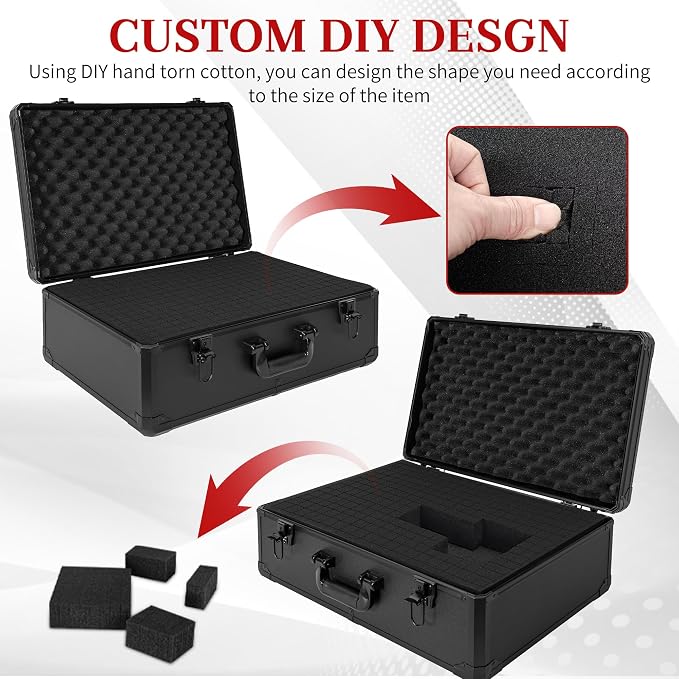 Protective Hard Case 22 X 14 X 8-Inch Shockproof Water-resistant with Customized DIY Foam Insert fit for Camera, Laptops, etc