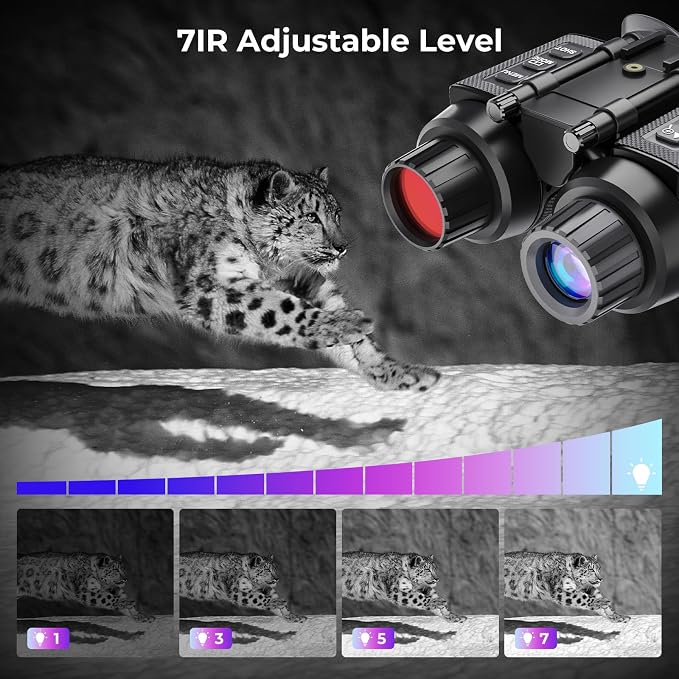 GOYOJO 4K Head-Mounted Night Vision Goggles & Binoculars – Infrared NVG with 4 Color Vision, Manual Focus & 8X Digital Zoom for Hunting, Camping, and Outdoor Surveillance