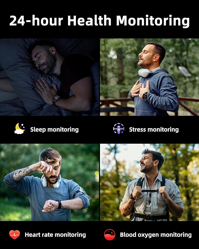 Parsonver GPS Smart Watch for Men (Answer/Make Calls), Built-in Flashlight & Compass, 400+ Watch Faces, Fitness Tracker 100+ Sport Modes, Heart Rate Sleep Monitor, Smartwatch for Android iPhone, Black