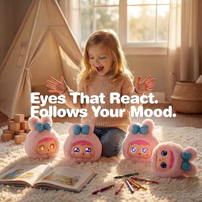 Interactive AI Smart Plush Toy - Soft Talking Companion, Emotional Eyes, Screen-Free Multilingual Learning, Bedtime Storyteller, White Noise, Parental Control App, Gift for Kids 3+, Rabbit