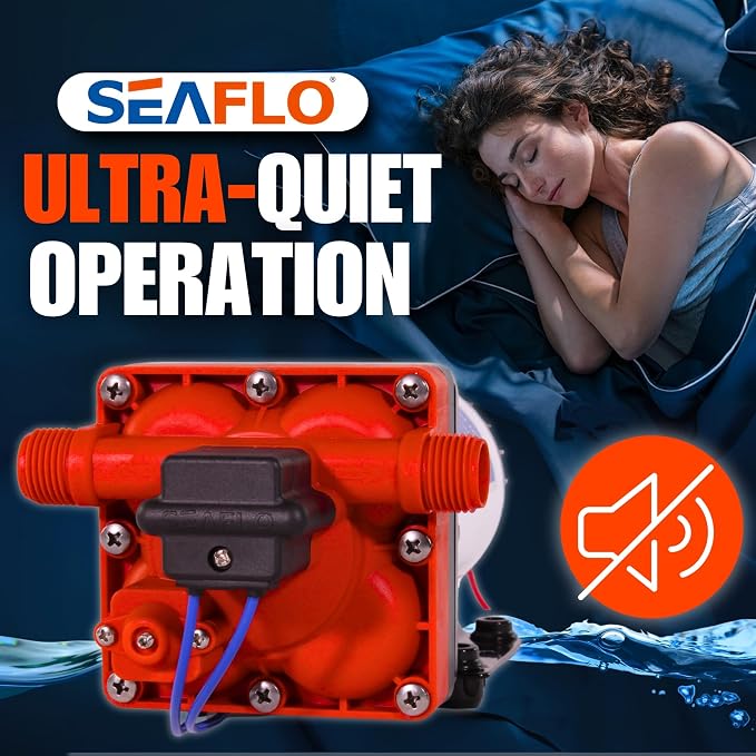 SEAFLO 42W Series 12V DC, 4.0 GPM, 55 PSI Brushless Automatic Demand Diaphragm Water Pressure Pump – Ultra Quiet Operation, Self-Priming, Overload Protection, NSF & UL Certified- 4 Year Warranty!