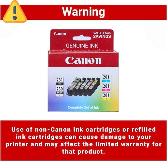 Canon PGI-280XL/CLI-281 5 Color Pack Compatible to TR8520, TR7520, TS9120 Series,TS8120 Series, TS6120 Series