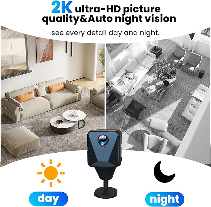 Funstorm 2K No WiFi Cellular Security Camera with SIM Card, Wireless Outdoor Camera, Live View, Motion Detection Alerts, Night Vision, Mini Camera for Car, Truck, RV, Jobsite & Vacant House