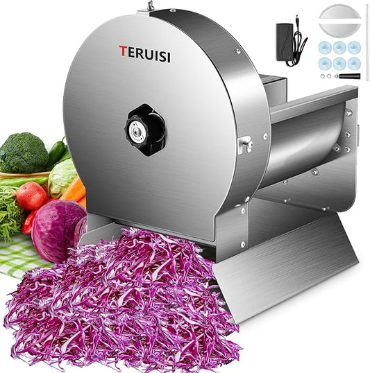 Electric Vegetable Slicer, 120W Commercial Fruit Cutter Machine with 0-0.5'' Thickness Adjustable, Stainless Steel 2 IN 1 Manual & Electric Food Slicer for Lemon Potato Onion Tomato, 110V
