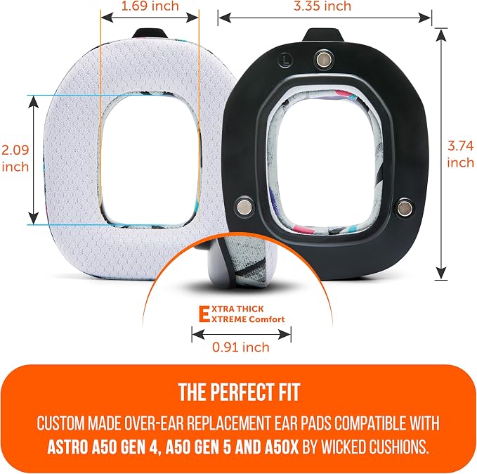 WC Mod Kit A50 - Cooling Gel Earpads + Headband Replacement for Astro A50 Gen 4, Gen 5 & A50X by Wicked Cushions | Enhanced Comfort, Cooling & Durability | 90's White