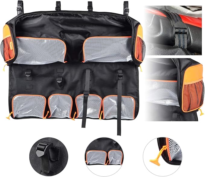Goldfire UTV Storage Accessories,Roll Bar Storage Bags Truck Tool Organizer Bag + Removable Portable Ice Chest Cooler Groceries Bag with Straps Fit For Most UTV Models
