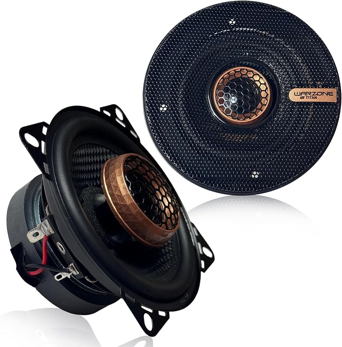Warzone 2X WZ40PTi 4-Inch Super Coaxial Speaker Pair, 4 Ohm, 350W Max, 80W RMS, 90dB Sensitivity, Ferrite Magnet Woofer & PEI Dome Tweeter for Pro Car Audio