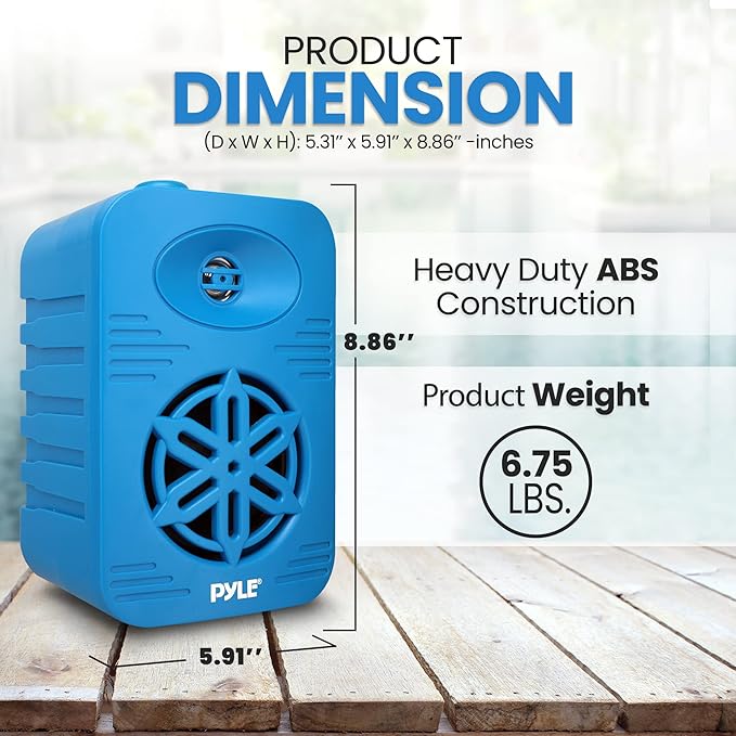 Pyle Indoor Outdoor Speakers Pair - 500 Watt Dual Waterproof 5.25” 2-Way Full Range Speaker System w/ 1/2” High Compliance Polymer Tweeter - in-Home, Boat, Marine, Deck, Patio, Poolside (Blue)