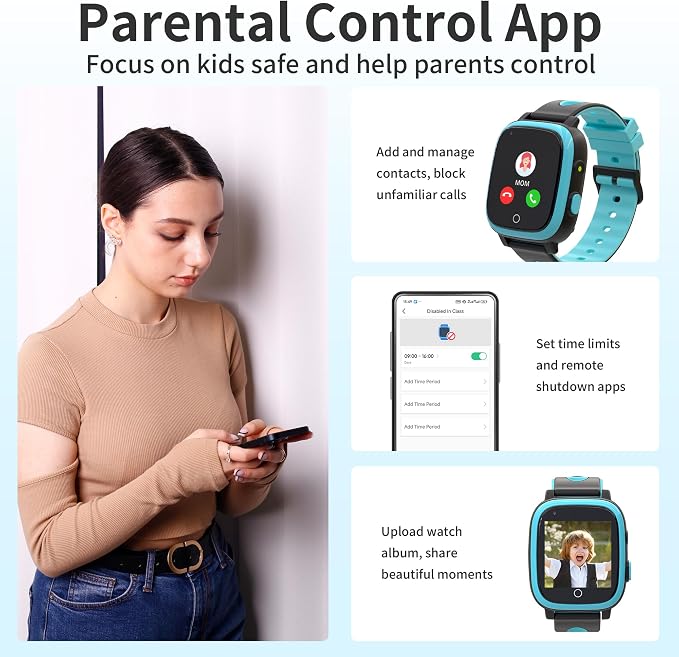 Kids Smart Watch with GPS Tracker,GPS Watch for Kids with Video Call Voice Chat Alarm SOS Camera Pedometer Stopwatch Caculator Flashlight Smart Watch for Kid Age 5-12