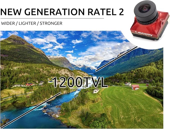 CaddxFPV Ratel 2 FPV Micro Camera (Red) – 1/1.8" Sensor, 1200TVL Super WDR, 165° FOV, Starlight Low-Light, NTSC/PAL & 16:9/4:3 Switchable, 2.1mm Lens, Analog Camera for FPV Racing Drones