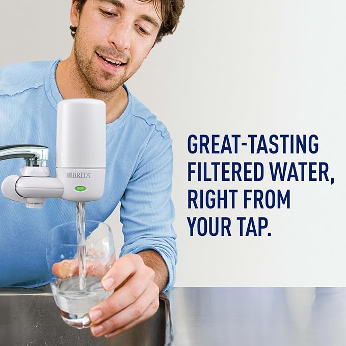 Silonn Ice Maker Countertop & Brita Water Filter for Sink, Complete Faucet Mount Water Filtration System for Tap Water, Reduces 99% of Lead, White