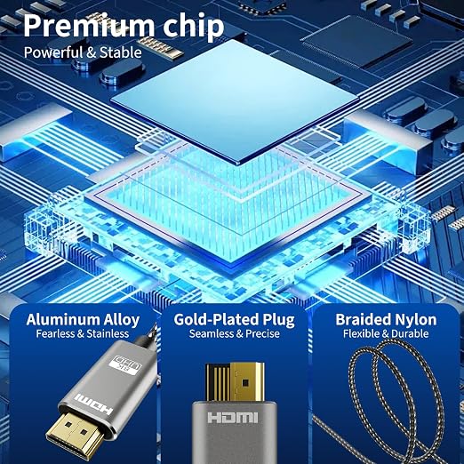8K DisplayPort to HDMI Cable 8 ft, 8K@60Hz, 4K@240Hz, Nylon Braided, Unidirectional DisplayPort 1.4 Source to HDMI 2.1 Display, DP to HDMI Compatible with PC, Dell, AMD, Lenovo, Monitor, HP