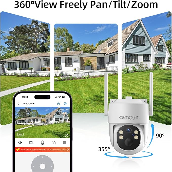 2K Solar Security Cameras Wireless Outdoor, 5/2.4Ghz WiFi Cameras for Home Security, Color Night Vision, Human Detection, Two-Way Audio, SD/Cloud Storage(2 Cameras)