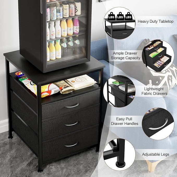 AQQHSAIN Mini Fridge Stand Heavy Duty Mini Fridge Table with Storage Dorm Fridge Shelf Beverage Refrigerator Table Stand for Home Office Dorm Apartment Kitchen (29.5 * 21.7 * 21.7inch)