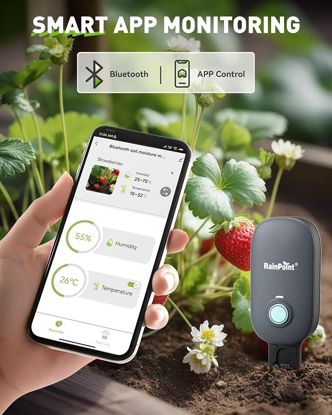 RAINPOINT WiFi Water Timer and Bluetooth 2-in-1 Soil Moisture & Air Temp Meter