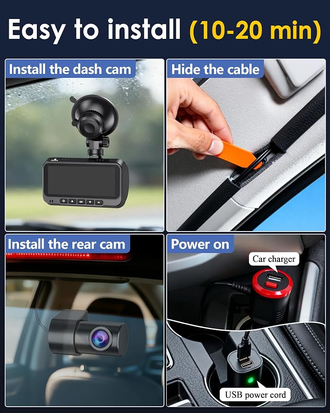 Front and Rear Dash Cam for Truck: 4K+1080P Dual Dash Camera for Pickup Ford F150 F250 Ram 1500-5G WiFi Quick Video Access 15-Min Install Record Every Moment for Accident Evidence by Befumly