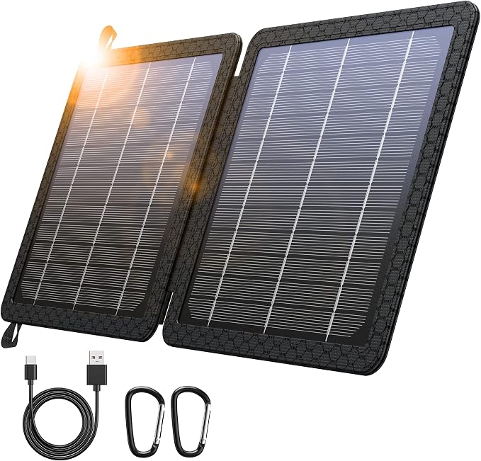 BLAVOR 20,000mAh PD 18W Solar Charger Power Bank Foldable-Black Plus 10W Portable Solar Charger(5V/2A Max)